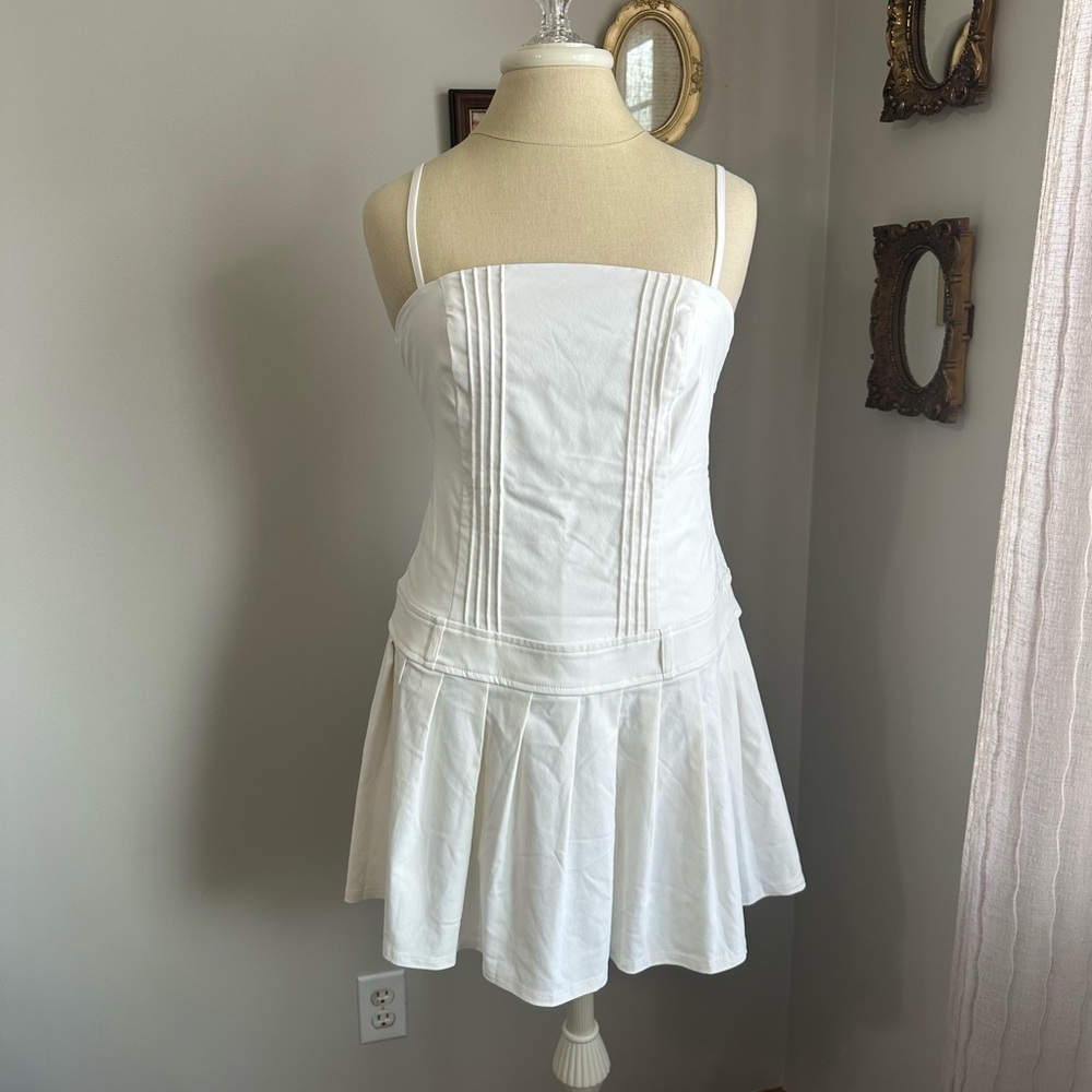NWT Wild Fable White Fit and Flare Pleated Mini Dress